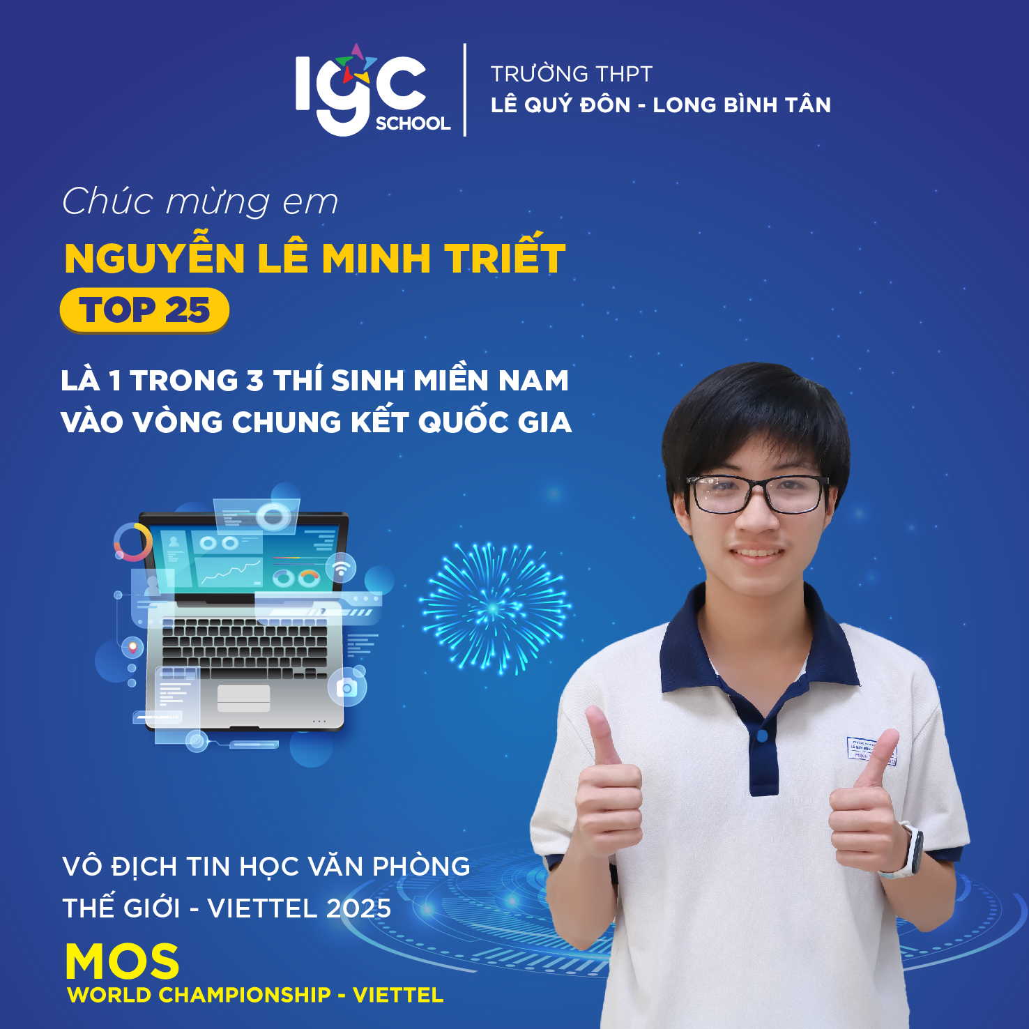 CHÚC MỪNG HỌC SINH LÊ QUÝ ĐÔN - LONG BÌNH TÂN GIÀNH TẤM VÉ VÀNG BƯỚC VÀO CHUNG KẾT QUỐC GIA CUỘC THI MOS