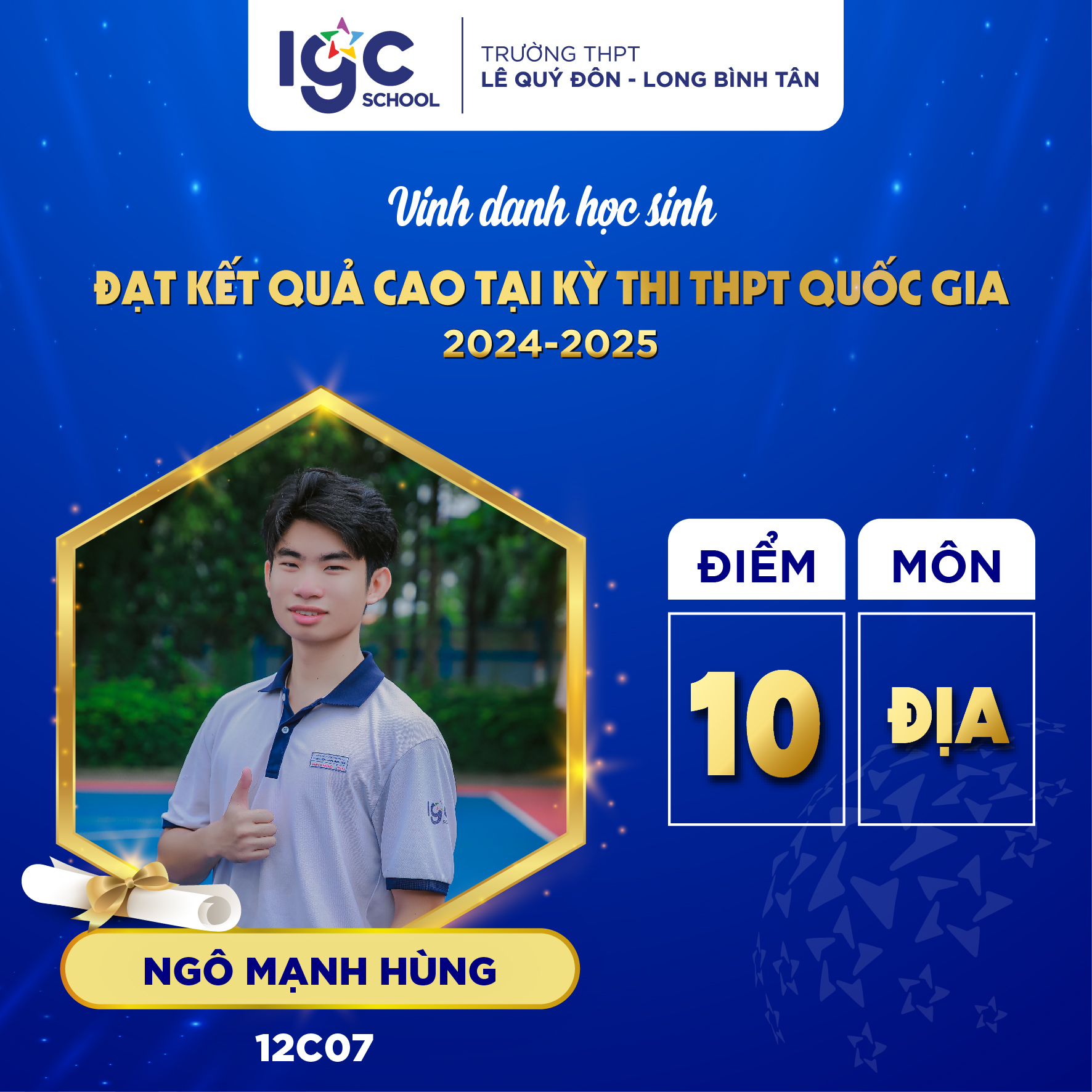 CHÚC MỪNG HỌC SINH ĐẠT ĐIỂM 9+ (ĐỢT 1) TRONG KỲ THI TỐT NGHIỆP THPT 2025