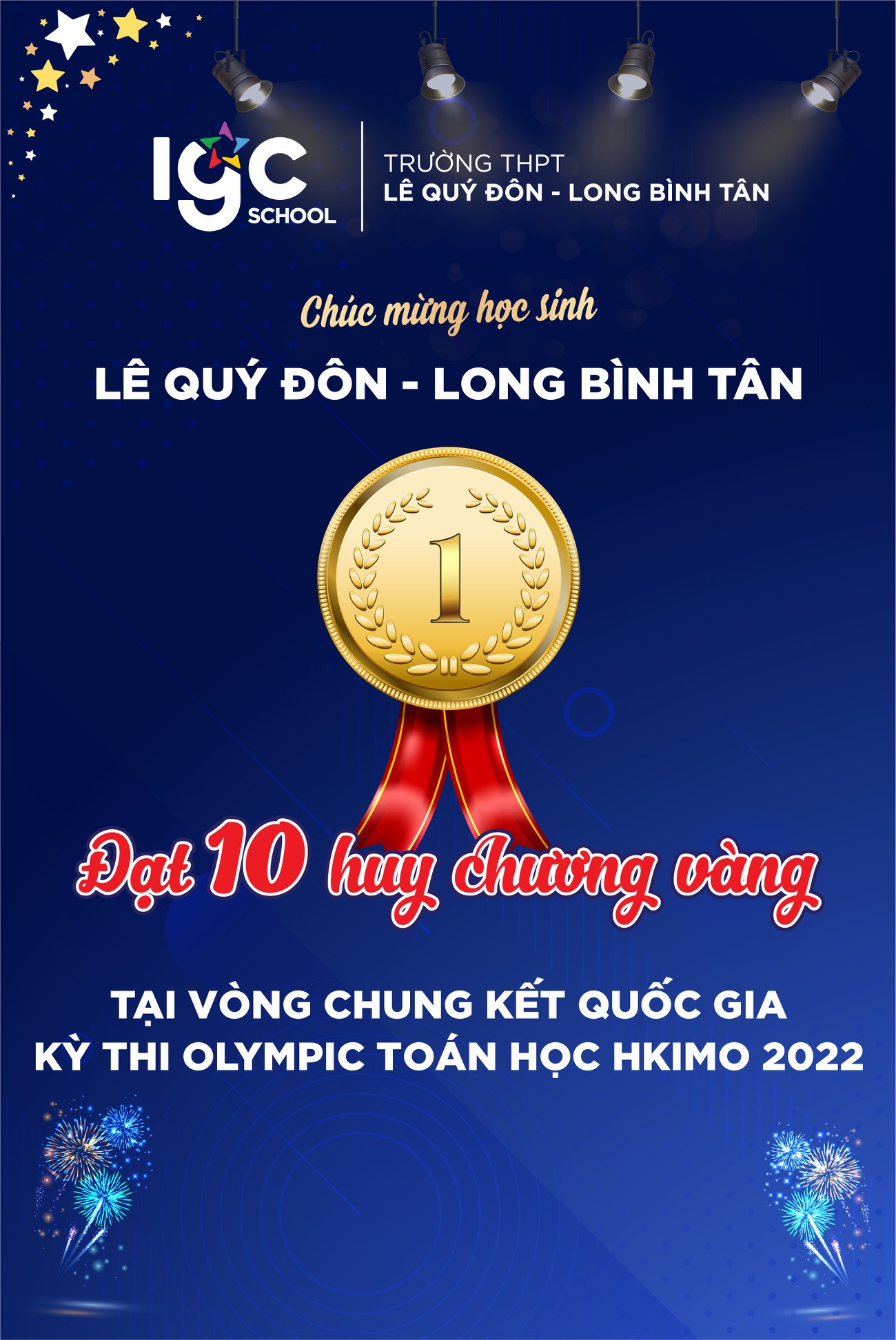 HỌC SINH LÊ QUÝ ĐÔN - LONG BÌNH TÂN ĐẠT HUY CHƯƠNG VÀNG VÒNG CHUNG KẾT QUỐC GIA - CUỘC THI OLYMPIC TOÁN HỌC QUỐC TẾ HKIMO 2022.